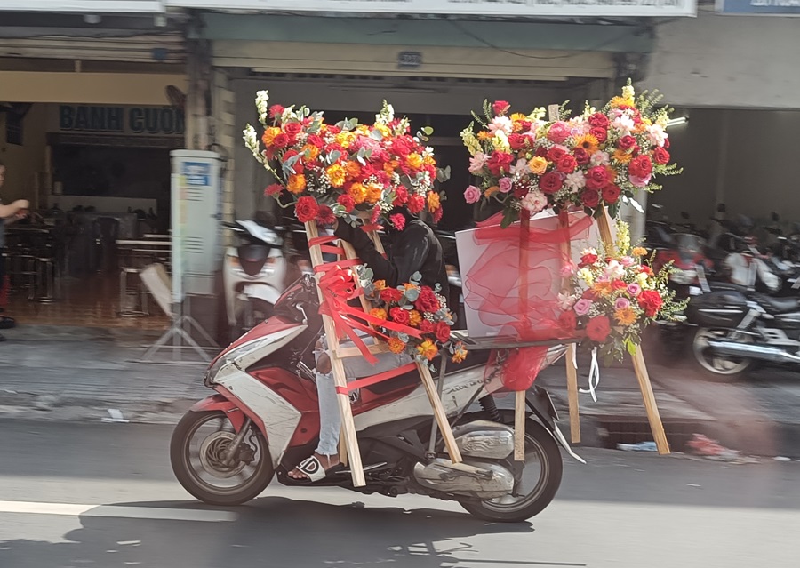 flowers on a bike